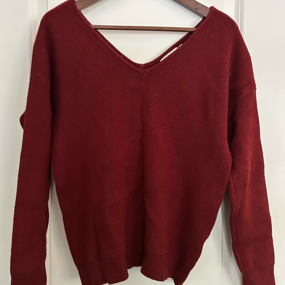 Molly Bracken Deep Red V-Neck Sweater